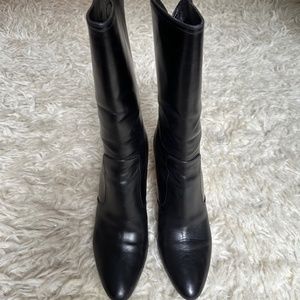 Cole Hahn Black Leather Ankle Heel Boots